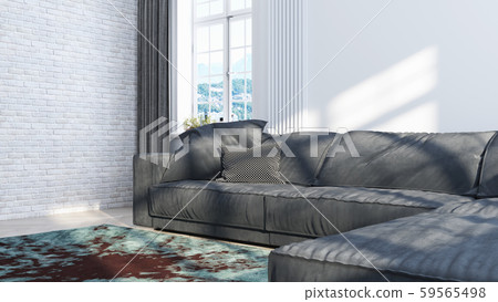 Living room interior in scandinavian style . 3D rendering Living room interior in scandinavian style . 3D rendering 59565498