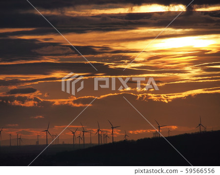 Austrian Burgenland wind farm from Bratislava Castle in Slovakia 59566556