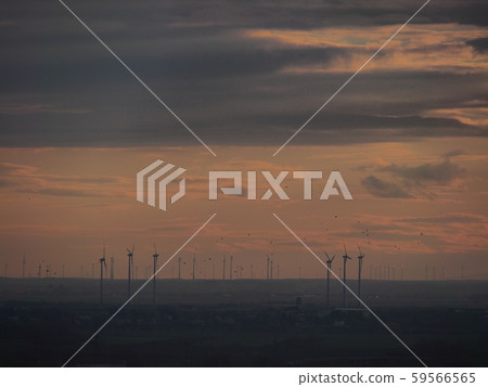 Austrian Burgenland wind farm from Bratislava Castle in Slovakia 59566565