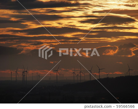 Austrian Burgenland wind farm from Bratislava Castle in Slovakia 59566566