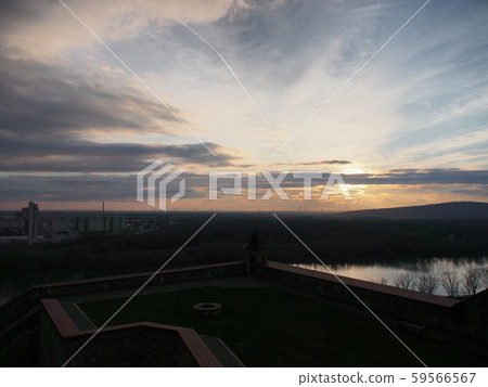 Austrian Burgenland wind farm from Bratislava Castle in Slovakia 59566567