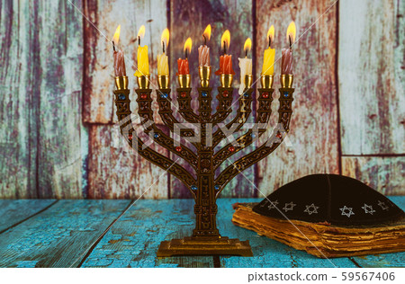 Jewish holiday hannukah symbols - menorah Jewish holiday hannukah symbols - menorah 59567406