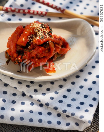 Dried Radish Kimchi, a traditional Korean food 59567621