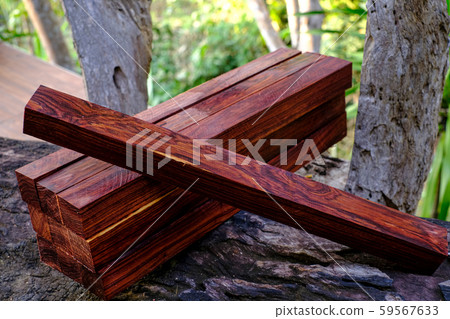 Wood logs of Burmese rosewood, Exotic wooded beautiful pattern for crafts Wood logs of Burmese rosewood, Exotic wooded beautiful pattern for crafts 59567633