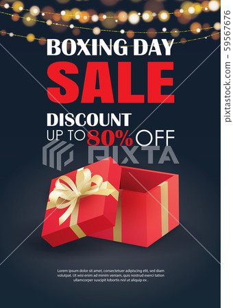 Boxing day sale with red gift box advertising Boxing day sale with red gift box advertising 59567676