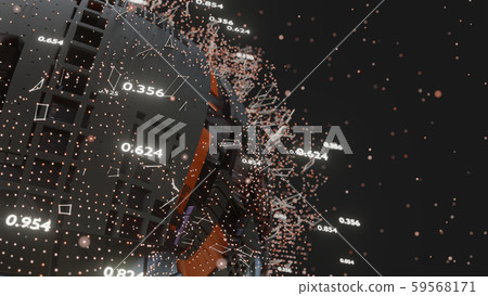 Connection Lines and Dots Around Digital Sphere 59568171