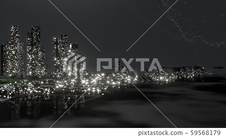 Abstract modern city at night. 3D illustration 59568179