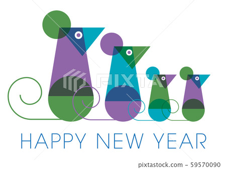 New Year's greeting card year of mouse New Year's greeting card year of mouse 59570090