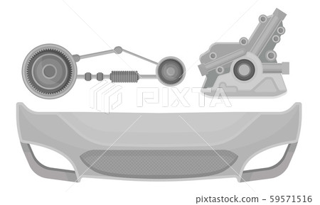 Set of new parts for the car. Vector illustration on a white background. Set of new parts for the car. Vector illustration on a white background. 59571516