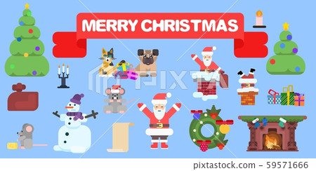 flat style selection of christmas characters. flat style selection of christmas characters. 59571666