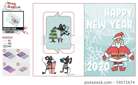 Christmas card mouse and Santa Claus. vector Christmas card mouse and Santa Claus. vector 59571674