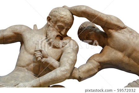 Antique statue of warrior killing beard amn by sword. ancient sculpture of gladiators 59572032