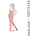 Woman in dress, line drawing 59572143