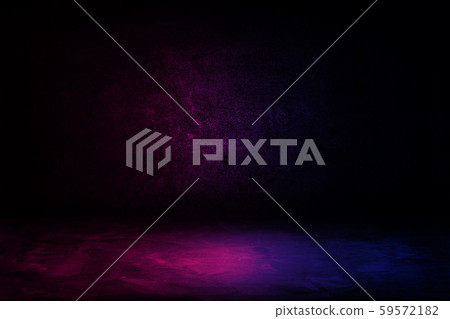 Studio dark room with lighting effect red and blue on concrete wall gradient background for interior decoration. Studio dark room with lighting effect red and blue on concrete wall gradient background for interior decoration. 59572182
