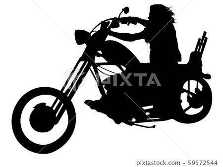 Silhouetted Motorcyclist on Chopper Silhouetted Motorcyclist on Chopper 59572544