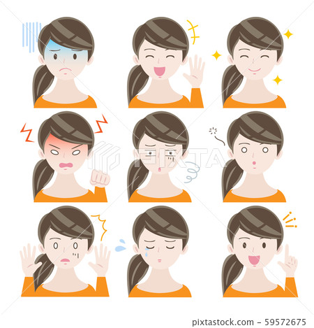 The emotions of a woman tying her hair 59572675