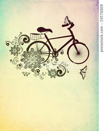 Bicycle and Floral Ornament Grunge Bicycle and Floral Ornament Grunge 59578809