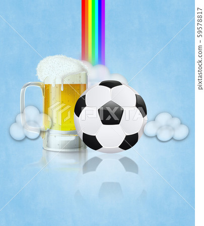 Beer Glass and Soccer Ball Beer Glass and Soccer Ball 59578817