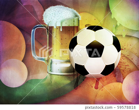 Beer Glass and Soccer Ball 59578818
