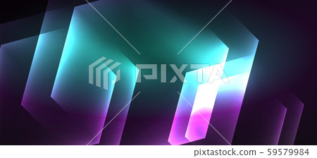 Shiny hexagon neon template. Futuristic digital technology concept. Vector abstract graphic design. 59579984