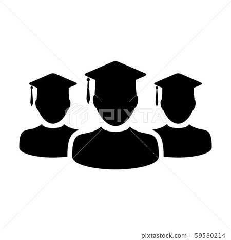 Graduation icon vector male group of students - Stock Illustration ...