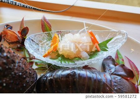 Spiny lobster Ikizukuri sashimi up material background Akune city Kagoshima prefecture Spiny lobster Ikizukuri sashimi up material background Akune city Kagoshima prefecture 59581272