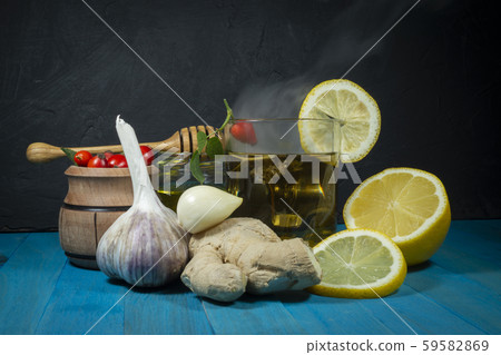 Still life with ingredients for a healthy infusion Still life with ingredients for a healthy infusion 59582869