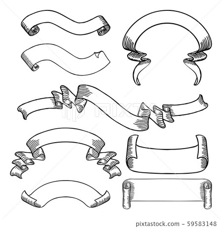 Scrolls Banners And Ribbons Stock Illustration 59583148 Pixta