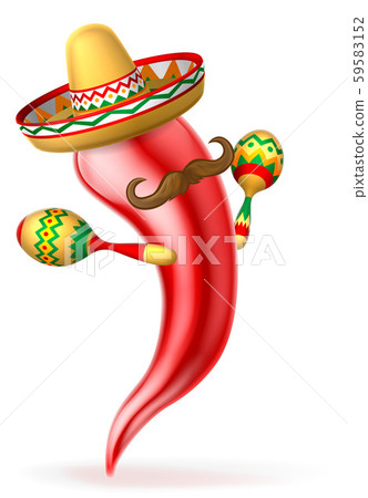 Cartoon Spicy Red Pepper Mexican Mascot Cartoon Spicy Red Pepper Mexican Mascot 59583152