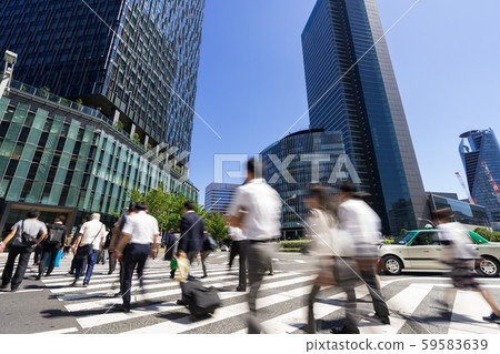Busy street in front of Nagoya Station, Dai-Nagoya Building, Midland Square Busy street in front of Nagoya Station, Dai-Nagoya Building, Midland Square 59583639