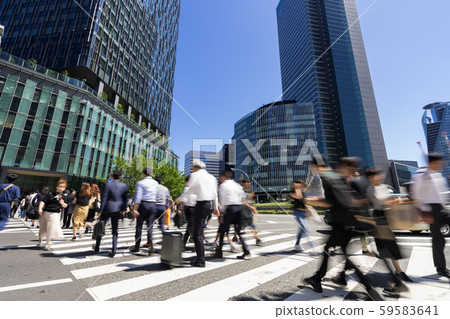 Busy street in front of Nagoya Station, Dai-Nagoya Building, Midland Square Busy street in front of Nagoya Station, Dai-Nagoya Building, Midland Square 59583641