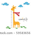 Kids height ruler with giraffe for wall decals, wall stickers - Vector 59583656