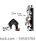 Kids height ruler with puppies for wall decals, wall stickers - Vector 59583760
