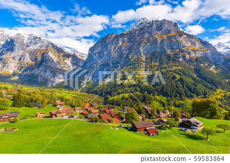 Grindelwald, Switzerland village and mountains view 59583864