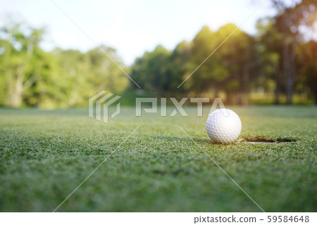 Golf ball on green in beautiful golf course at Golf ball on green in beautiful golf course at 59584648