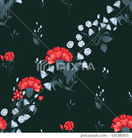 Seamless pattern Vector floral design with roses . Romantic background print Seamless pattern Vector floral design with roses . Romantic background print 59586955