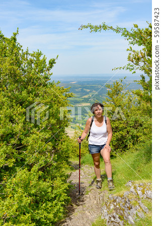 woman go hiking in the mountains 59587423