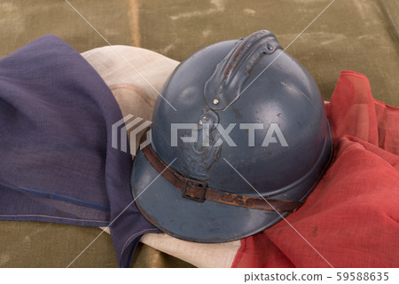 french military helmet of the First World War on 59588635