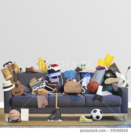 sofa, mess, clothes 59588926