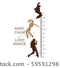 Kids height ruler with boys and girls are dancing  for wall decals, wall stickers - Vector 59591298
