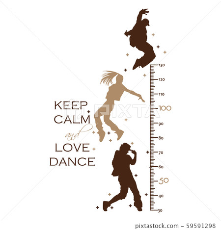 Kids height ruler with boys and girls are dancing for wall decals, wall stickers - Vector Kids height ruler with boys and girls are dancing for wall decals, wall stickers - Vector 59591298