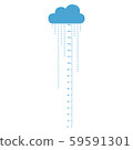 Kids height ruler with a cloud and a rain for wall decals, wall stickers - Vector 59591301