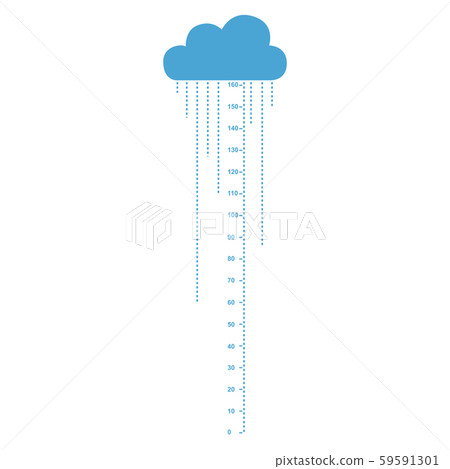 Kids height ruler with a cloud and a rain for wall decals, wall stickers - Vector Kids height ruler with a cloud and a rain for wall decals, wall stickers - Vector 59591301
