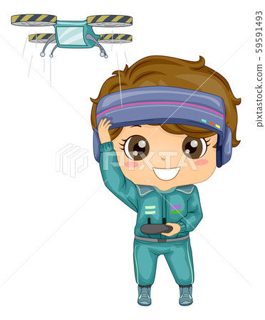 Kid Boy Drone Race Illustration 59591493