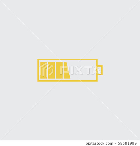 Battery middle icon. Yellow isolated symbol on a Battery middle icon. Yellow isolated symbol on a 59591999