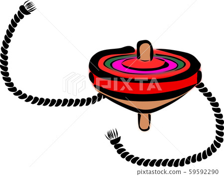 A string for turning colorful spinning tops, which is one of the traditional Japanese toys A string for turning colorful spinning tops, which is one of the traditional Japanese toys 59592290