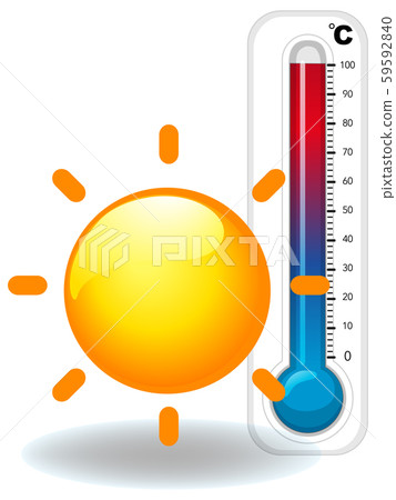 Hot Thermometer With Fire Flame High Heat Temperature Extreme Overheating  Icon Set Glass Mercury Bulb With Measuring Sсale Sun Warm Summer Weather  Temp Gauge Indicator Or Control Heating Vector Stock Illustration 