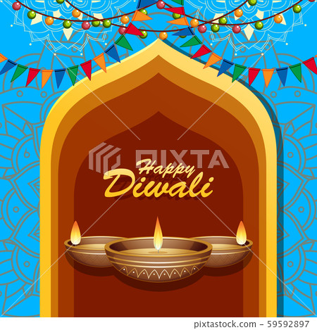 Background with mandala pantern for happy diwali 59592897