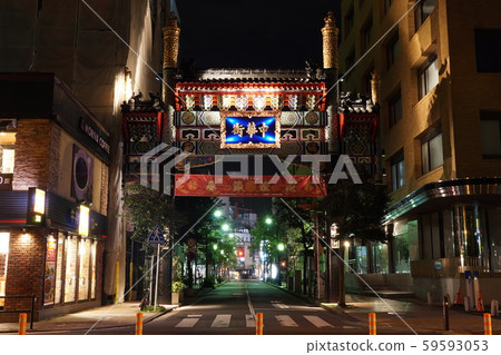 Yokohama Chinatown Genbumon Night view 59593053