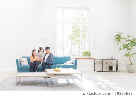 Young family, friends, tablet Young family, friends, tablet 59593682